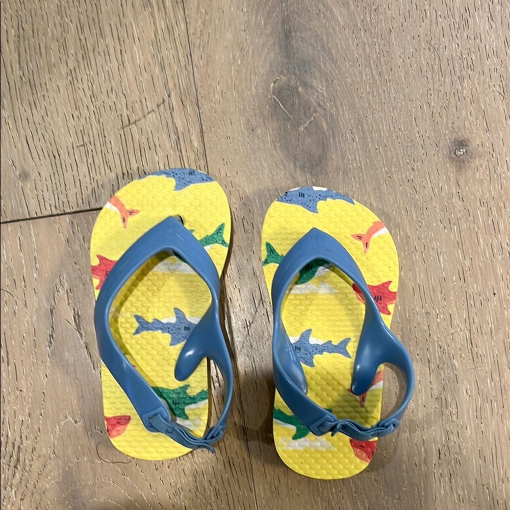 Old Navy Yellow and Blue Dinosaur Flip Flops